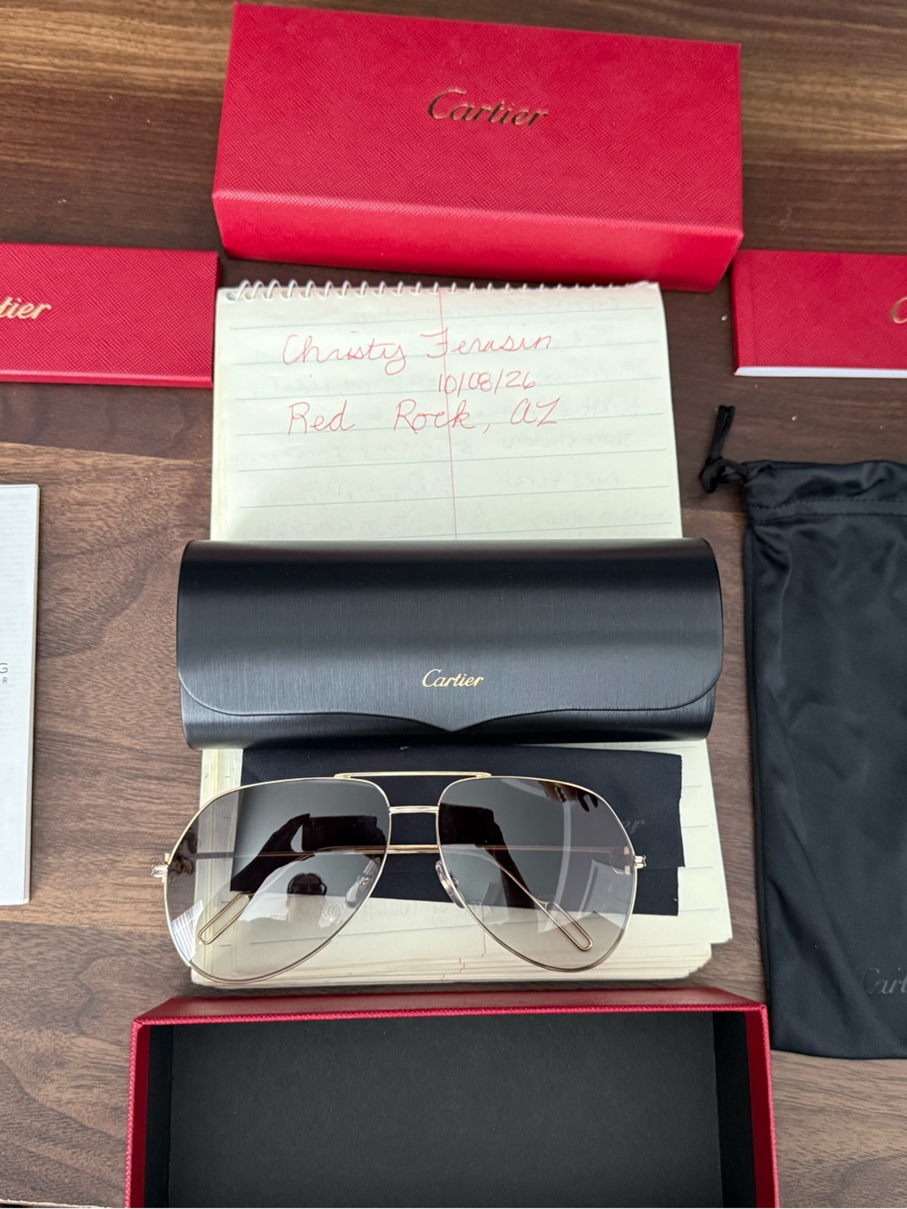 Cartier Men’s Aviator Sunglasses - Gold Frame, Gradient Gray Lenses